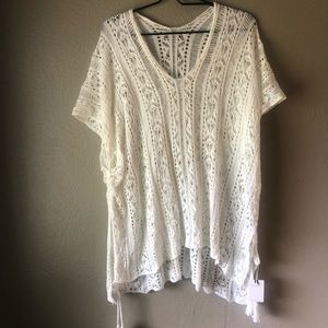 ✨BRAND NEW✨ L beige swimsuit crocheted coverup dress